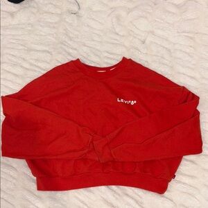 Levi's Women's Red Cropped Sweater Crewneck